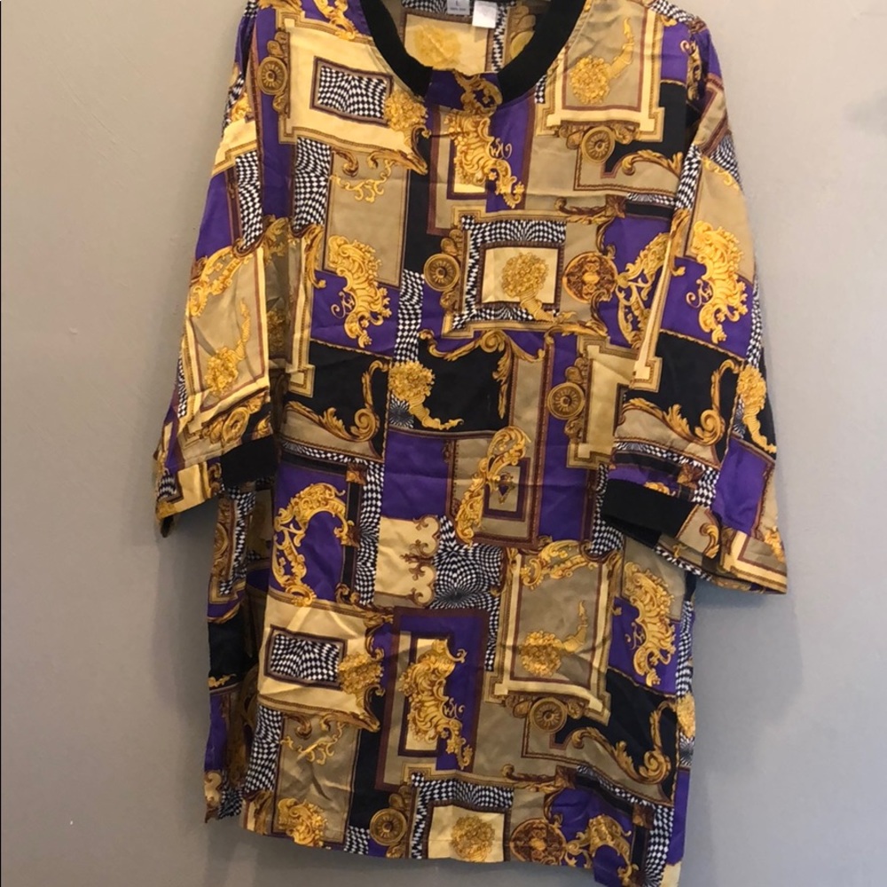 %100 Silk Shirt Versace style print by Monzini